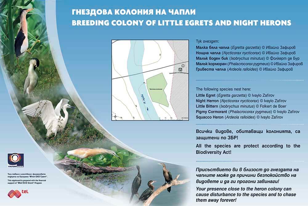 Табло за разпространение на колония чапли